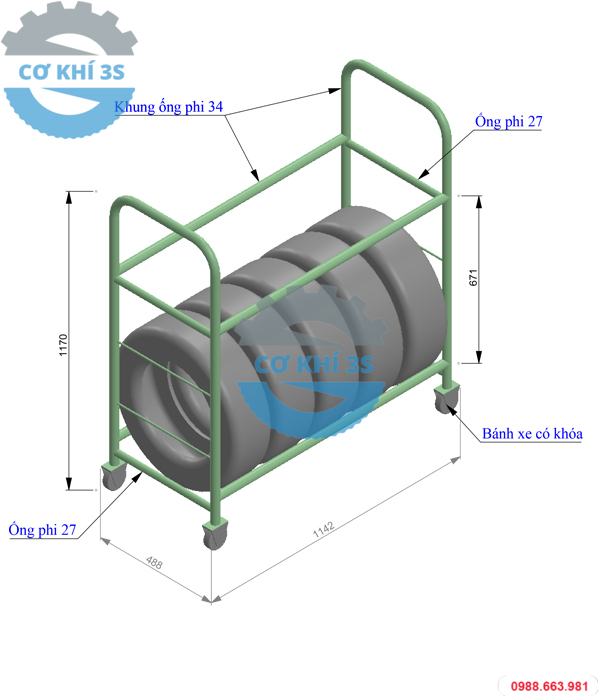 Kệ hạng trung để lốp xe di động - Ảnh 2