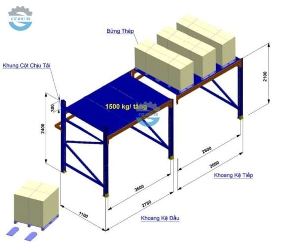 Kệ selective 1 sàn tôn độc lập tải 1500kg - Ảnh 2