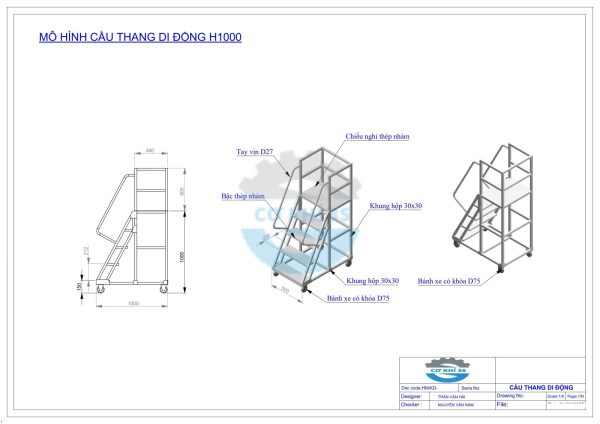 Thang di động, Thang gấp di động có bánh xe