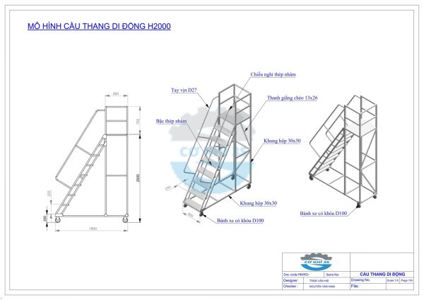 Thang di động, Thang gấp di động có bánh xe - Ảnh 4