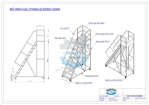Thang di động, Thang gấp di động có bánh xe - Ảnh 5