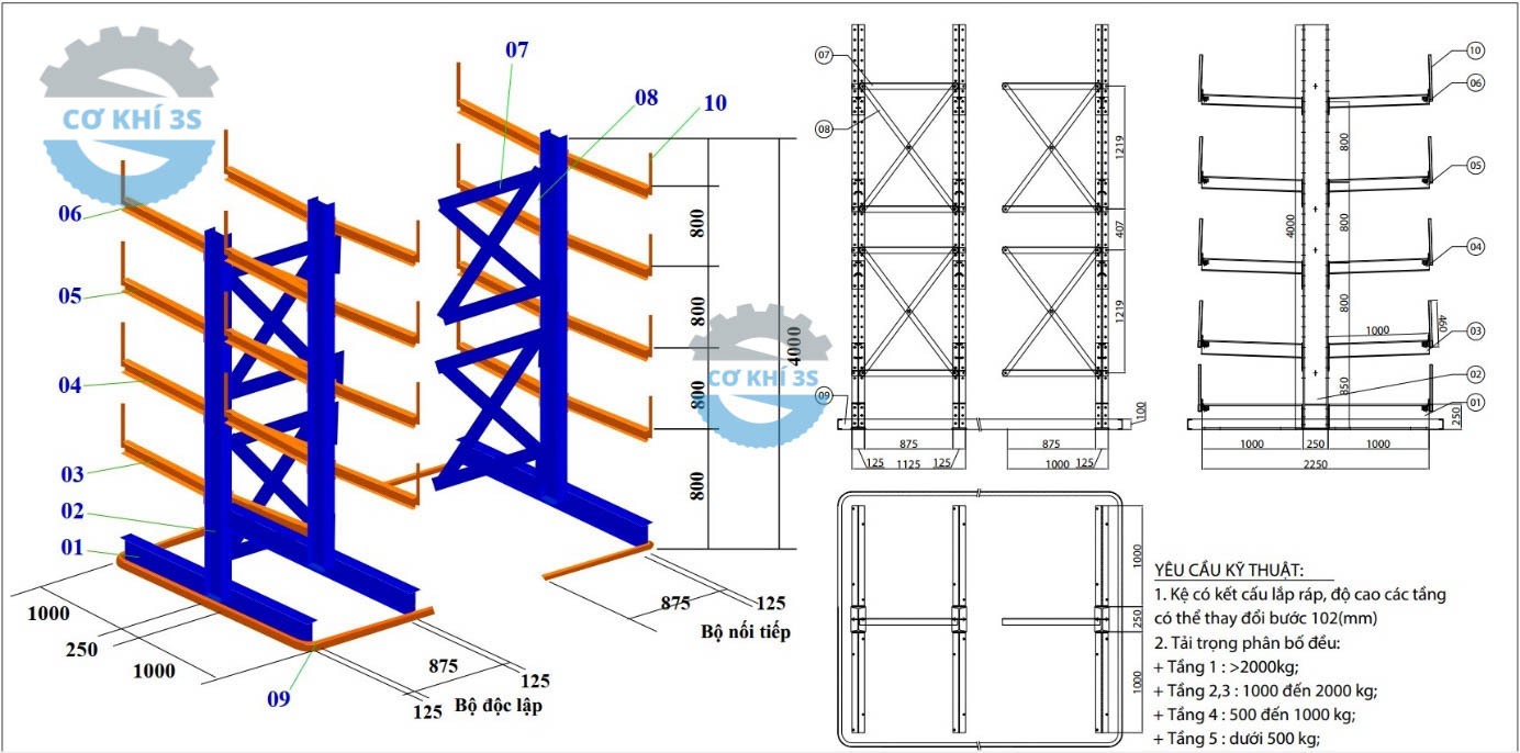 Bản vẽ kệ tay đỡ khung giá kệ