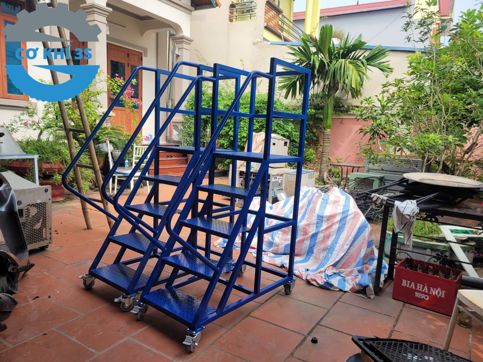 Xe thang di động cao 1000mm -Xe thang di động cao 1 m